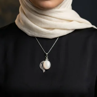 آویز نقره سنگ صدف